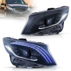 Φανάρια εμπρός Mercedes Vito W447 (2016-2023) led Matrix, μαύρα με DRL - σετ 2τμχ.
