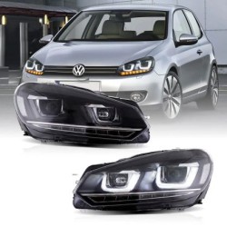 Φανάρια εμπρός Vw Golf 6 (2008-2014) led Demon Eyes design, μαύρα, χωρίς λάμπες (D2S) - σετ 2τμχ.