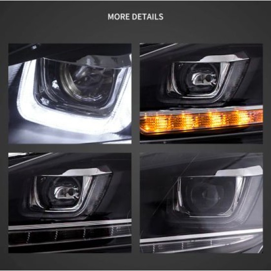 Φανάρια εμπρός Vw Golf 6 (2008-2014) led Demon Eyes design, μαύρα, χωρίς λάμπες (D2S) - σετ 2τμχ.