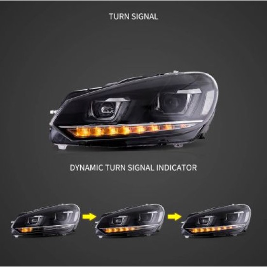 Φανάρια εμπρός Vw Golf 6 (2008-2014) led Demon Eyes design, μαύρα, χωρίς λάμπες (D2S) - σετ 2τμχ.
