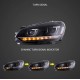 Φανάρια εμπρός Vw Golf 6 (2008-2014) led Demon Eyes design, μαύρα, χωρίς λάμπες (D2S) - σετ 2τμχ.