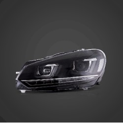 Φανάρια εμπρός Vw Golf 6 (2008-2014) led Demon Eyes design, μαύρα, χωρίς λάμπες (D2S) - σετ 2τμχ.