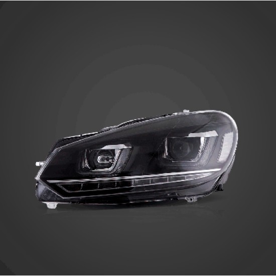 Φανάρια εμπρός Vw Golf 6 (2008-2014) led Demon Eyes design, μαύρα, χωρίς λάμπες (D2S) - σετ 2τμχ.