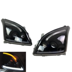 Φανάρια εμπρός Led Toyota Land Cruiser 120 (2003-2009) led - μαύρα , με λάμπες (Η7) - σετ 2τμχ.