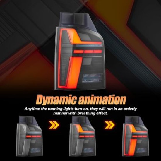 Πίσω φανάρια led Vw Transporter T5 (2010-2014) με τρέχουμενο φλας - σετ 2τμχ.