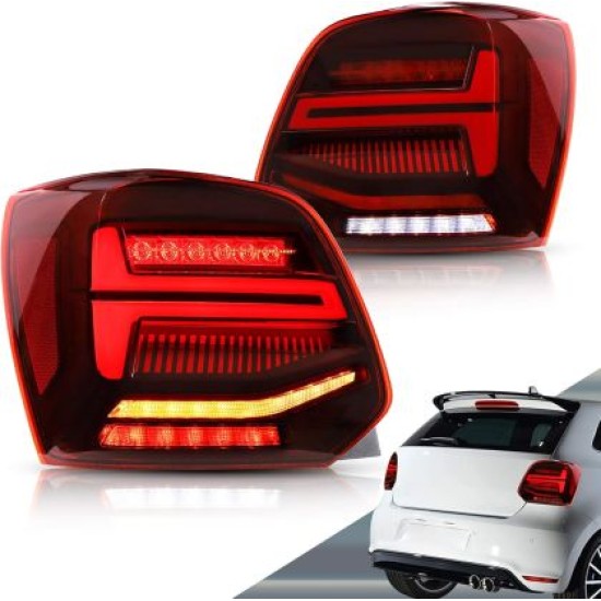 Πίσω φανάρια led Vw Polo (2009-2017) GTI / R design με τρέχουμενο φλας, κόκκινα - σετ 2τμχ.