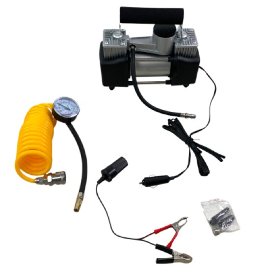 Κομπρεσέρ αέρος αυτοκινήτου με μανόμετρο , κουτί και αξεσουάρ - 12V 23A , 150 PSI - 1 τμχ.