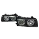 Φανάρια εμπρός BMW E36 (1991-1999) sedan / coupe, μαύρα με led angel eyes- σετ 2τμχ.