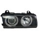Φανάρια εμπρός BMW E36 (1991-1999) sedan / coupe, μαύρα με led angel eyes- σετ 2τμχ.