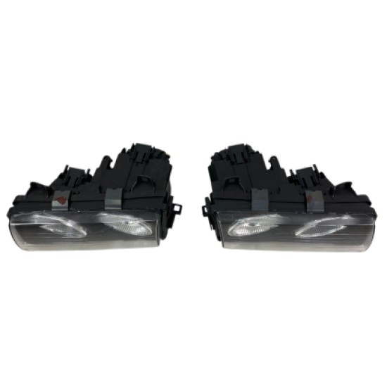 Φανάρια εμπρός BMW E36 (1991-1999) sedan / coupe, μαύρα με led angel eyes- σετ 2τμχ.