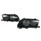 Φανάρια εμπρός BMW E46 sedan (1998-2001) - μαύρα με led angel eyes, χωρίς λάμπες (Η7) - σετ 2τμχ.
