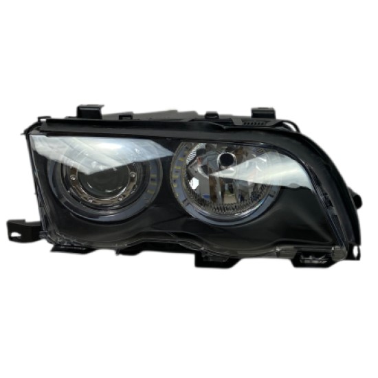 Φανάρια εμπρός BMW E46 sedan (1998-2001) - μαύρα με led angel eyes, χωρίς λάμπες (Η7) - σετ 2τμχ.