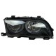 Φανάρια εμπρός BMW E46 sedan (1998-2001) - μαύρα με led angel eyes, χωρίς λάμπες (Η7) - σετ 2τμχ.