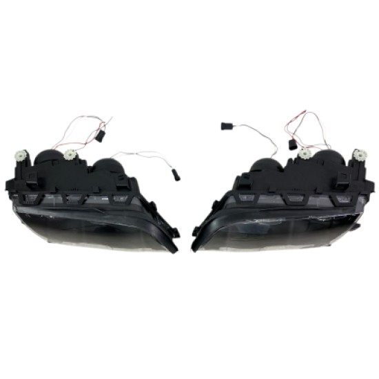 Φανάρια εμπρός BMW E46 sedan (1998-2001) - μαύρα με led angel eyes, χωρίς λάμπες (Η7) - σετ 2τμχ.