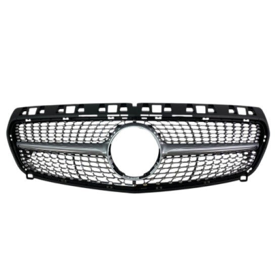 Μάσκα Mercedes W176 A-Class (2013-2015) - Diamond design, μάυρη με πλαίσιο χρωμίου