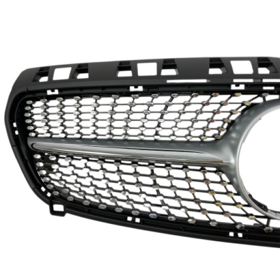 Μάσκα Mercedes W176 A-Class (2013-2015) - Diamond design, μάυρη με πλαίσιο χρωμίου