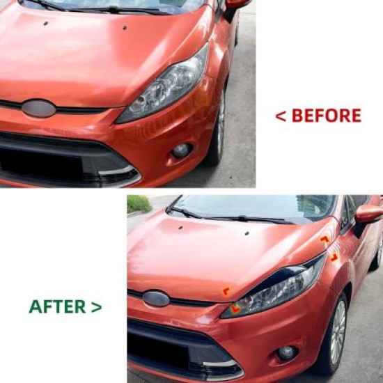 Φρυδάκια φαναριών Ford Fiesta (2008-2012) MK6 - μαύρα γυαλιστερά