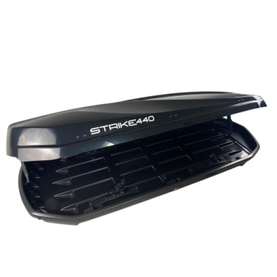 Μπαγκαζιέρα οροφής Junior Strike 199x84x41cm με διπλό άνοιγμα και κλειδί, 480 λίτρα - μαύρη γυαλιστερή