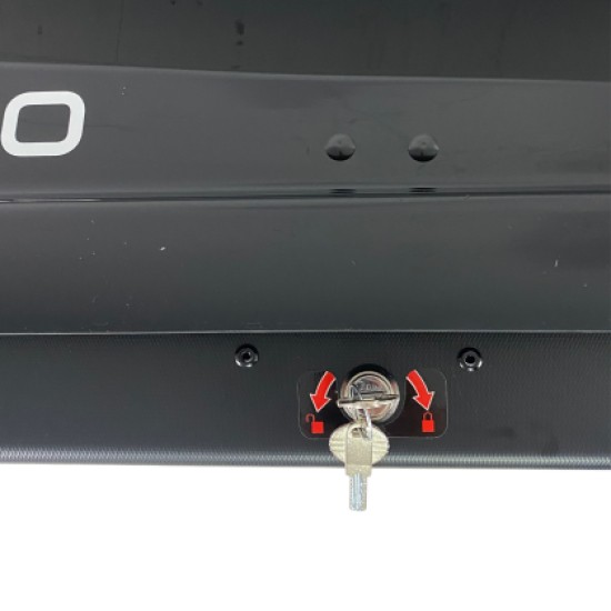 Μπαγκαζιέρα οροφής Junior Strike 199x84x41cm με διπλό άνοιγμα και κλειδί, 480 λίτρα - μαύρη γυαλιστερή