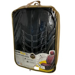 3D Δερμάτινα καλύμματα καθισμάτων Streetech Classy - μαύρο χρώμα με λευκές λεπτομέρειες