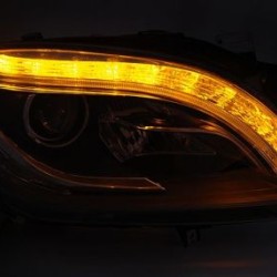 Φανάρια εμπρός Mercedes ML W166 (2011-2016) led , μαύρα , με λάμπες (Η9) - σετ 2τμχ.