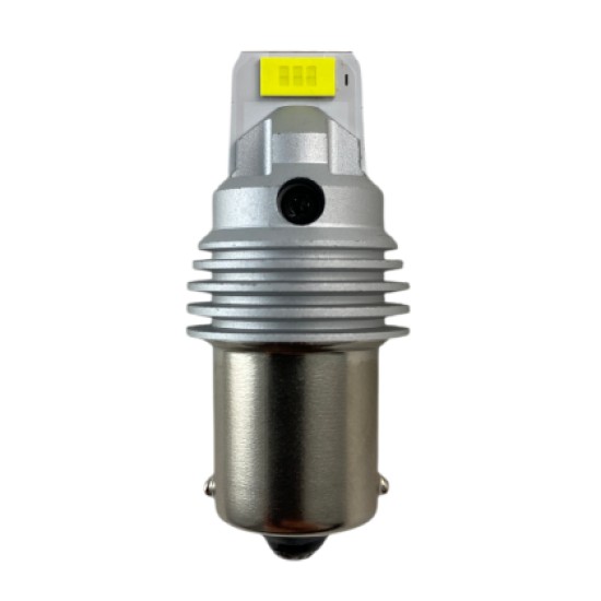 Led λάμπα τύπου BA15S με 2 εξαπύρηνα SMD led και CSP chipset - κίτρινη- 1τμχ.