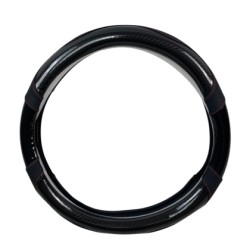 Δερμάτινο κάλυμμα τιμονιού 38 cm - Carbon - κόκκινες ραφές - 1 τμχ.