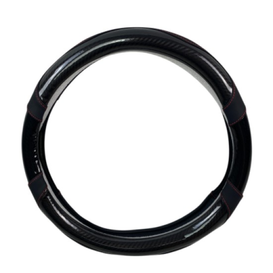 Δερμάτινο κάλυμμα τιμονιού 38 cm - Carbon - κόκκινες ραφές - 1 τμχ. Δερμάτινο κάλυμμα τιμονιού 38 cm - Carbon - κόκκινες ραφές - 1 τμχ.