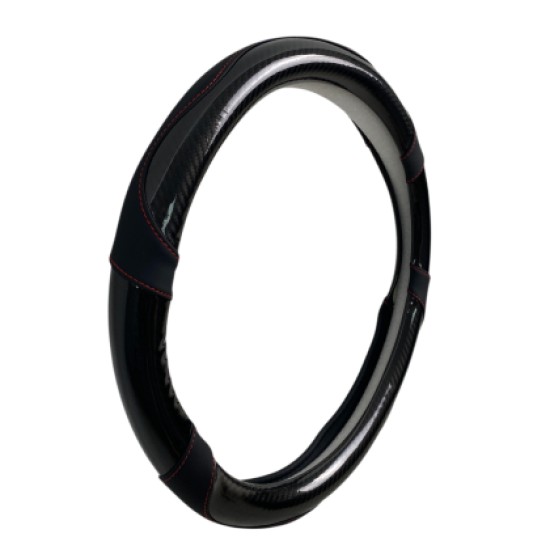 Δερμάτινο κάλυμμα τιμονιού 38 cm - Carbon - κόκκινες ραφές - 1 τμχ. Δερμάτινο κάλυμμα τιμονιού 38 cm - Carbon - κόκκινες ραφές - 1 τμχ.