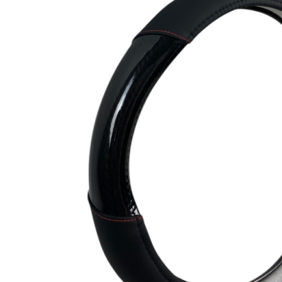 Δερμάτινο κάλυμμα τιμονιού 38 cm - Carbon - κόκκινες ραφές - 1 τμχ. Δερμάτινο κάλυμμα τιμονιού 38 cm - Carbon - κόκκινες ραφές - 1 τμχ.