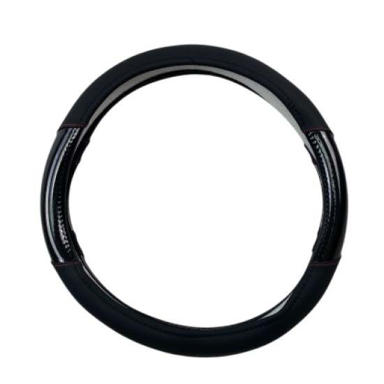 Δερμάτινο κάλυμμα τιμονιού 38 cm - Carbon - κόκκινες ραφές - 1 τμχ. Δερμάτινο κάλυμμα τιμονιού 38 cm - Carbon - κόκκινες ραφές - 1 τμχ.