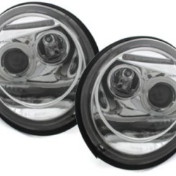 Φανάρια εμπρός angel eyes για Vw Beetle (1998-2005) , μάυρα , με λάμπες (Η1) - σετ 2τμχ.