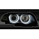 Φανάρια εμπρός angel eyes με CCFL για BMW E46 sedan (1998-2001) - μαύρα , με λάμπες (Η1) - σετ 2τμχ.