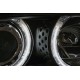 Φανάρια εμπρός angel eyes με CCFL για BMW E46 sedan (1998-2001) - μαύρα , με λάμπες (Η1) - σετ 2τμχ.