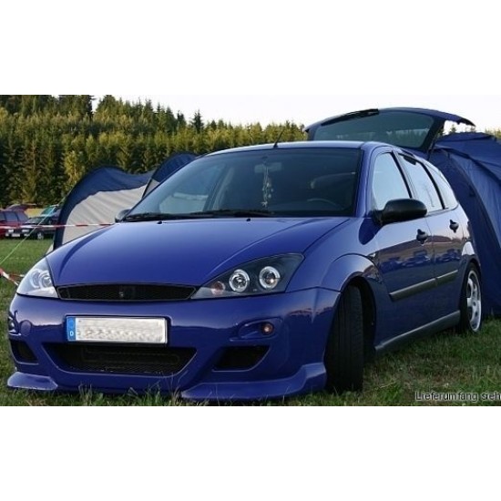 Φανάρια εμπρός angel eyes για Ford Focus (1998-2001) - μαύρα , με λάμπες (Η1) - σετ 2τμχ.