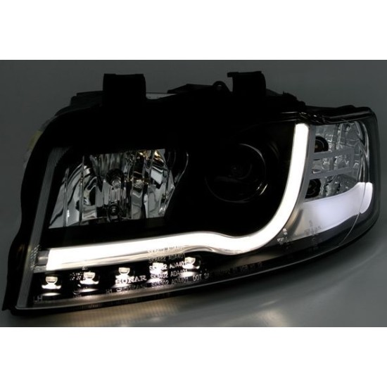 Φανάρια εμπρός led Lightbar Design για Audi A4 B6 (2001-2004) -μαύρα , με λάμπες (Η1) - σετ 2τμχ.