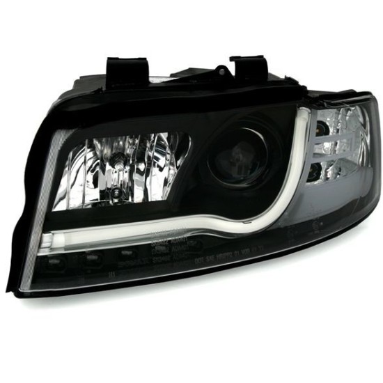 Φανάρια εμπρός led Lightbar Design για Audi A4 B6 (2001-2004) -μαύρα , με λάμπες (Η1) - σετ 2τμχ.