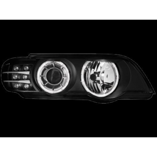 Φανάρια εμπρός για BMW X5 (1999-2003) - μαύρα με led φλας , χωρίς λάμπες (Η7) - σετ 2τμχ.