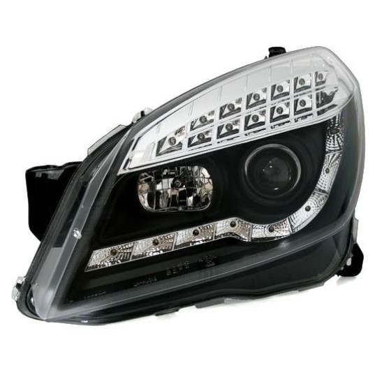 Φανάρια εμπρός led με DRL για Opel Astra H (2004-2009) - black , με λάμπες (Η1) - σετ 2τμχ.