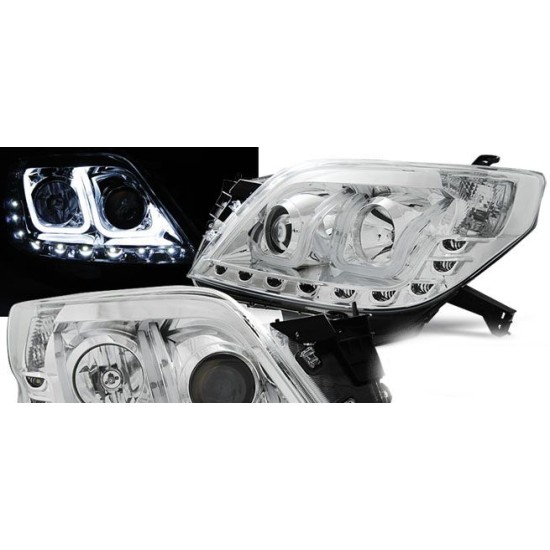 Φανάρια εμπρός led για Toyota Land Cruiser 150 (2009+) - chrome , με λάμπες (Η1) - σετ 2τμχ.