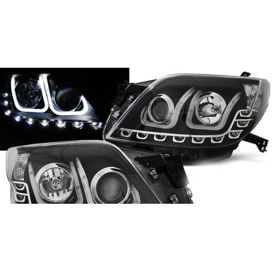 Φανάρια εμπρός led για Toyota Land Cruiser 150 (2009+) - μαύρα , με λάμπες (Η1) - σετ 2τμχ.