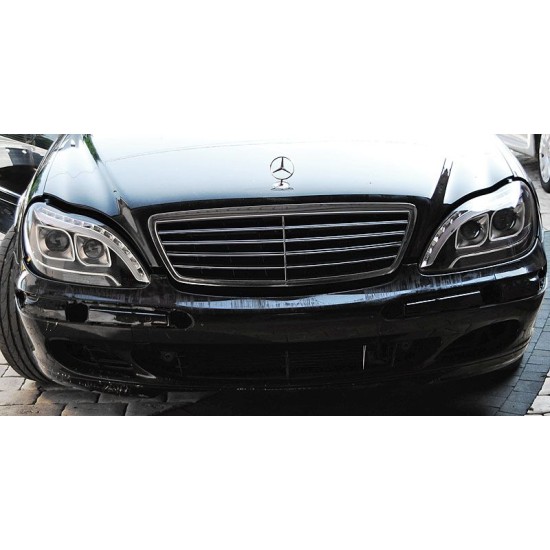 Φανάρια εμπρός led lightbar design για Mercedes W 220 S-Class (1998-2005) - μαύρα , με λάμπες (Η1) - σετ 2τμχ.