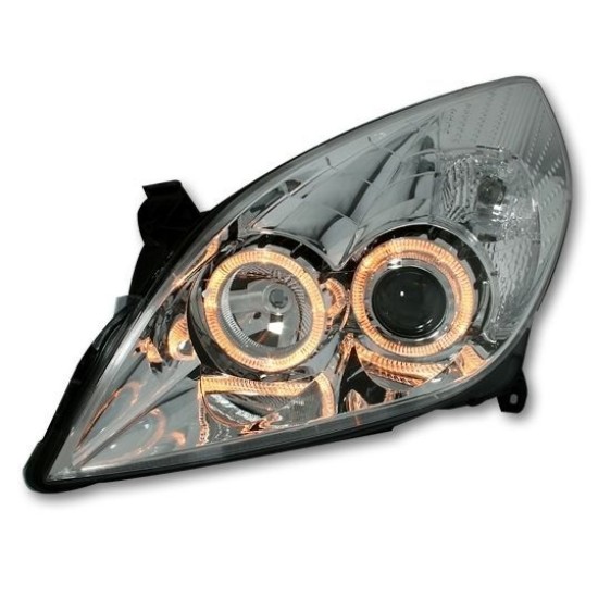 Φανάρια εμπρός angel eyes για Opel Vectra C (2005-2009) - chrome , χωρίς λάμπες (Η7) - σετ 2τμχ.