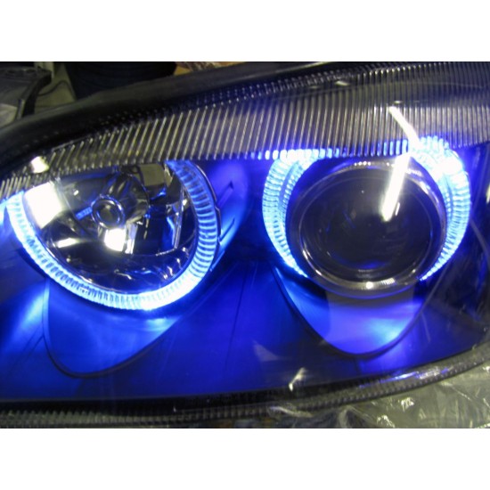 Φανάρια εμπρός angel eyes για Vw Golf IV R32 - μαύρα , χωρίς λάμπες (Η7) - σετ 2τμχ.