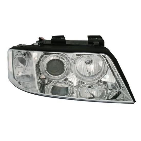 Φανάρια εμπρός angel eyes για Audi A6 (2001-2003) - chrome , χωρίς λάμπες (Η7) - σετ 2τμχ.