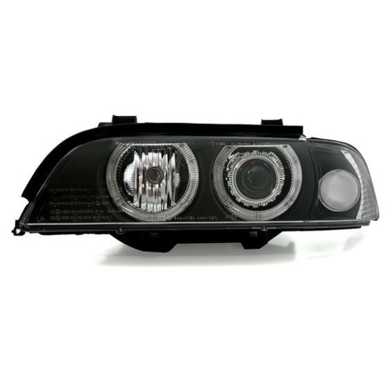 Φανάρια εμπρός angel eyes για BMW E39 (1995-2003) - μαύρα , χωρίς λάμπες (Η7) - σετ 2τμχ.