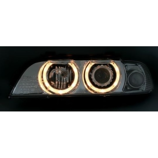 Φανάρια εμπρός angel eyes για BMW E39 (1995-2003) - μαύρα , χωρίς λάμπες (Η7) - σετ 2τμχ.