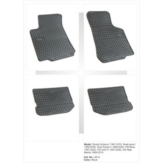 Λαστιχένια πατάκια Frogum για Wv Golf / VW Bora / VW Beetle / Skoda Octavia 1 (1997-2010) / Seat Leon και Toledo (1999-2005) - 4τμχ.