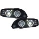 Φανάρια εμπρός angel eyes για BMW X5 (1999-2003) - μαύρα , με λάμπες (Η1) - σετ 2τμχ.