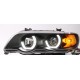 Φανάρια εμπρός 3D angel eyes για BMW X5 (1999-2003) - μαύρα , χωρίς λάμπες (Η7) - σετ 2τμχ.